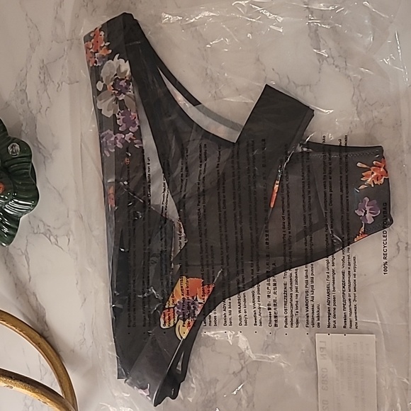 SAVAGE X FENTY NIGHT BLOOMS HIGH- LEG BIKINI- BLACK CAVIAR BEDTIME BOUQUET  SZ S - Picture 5 of 6